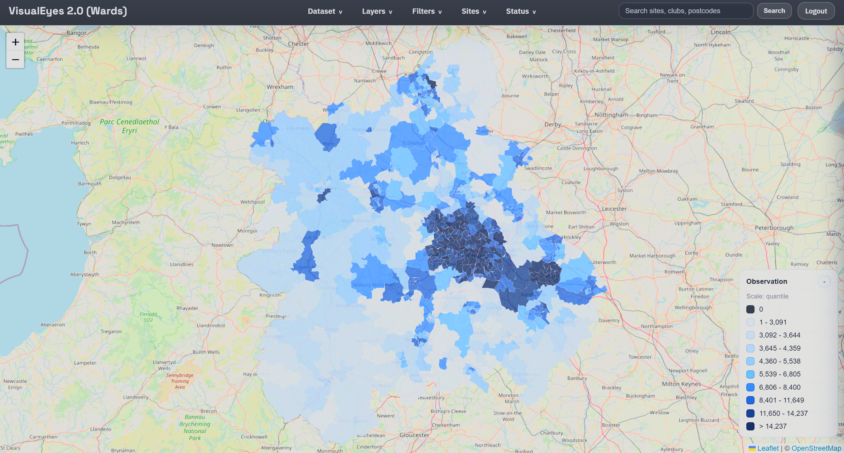 VisualEyes GIS Dashboard Showing Referee Heatmap